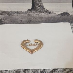 Gold Heart Pendant with Love Inscription